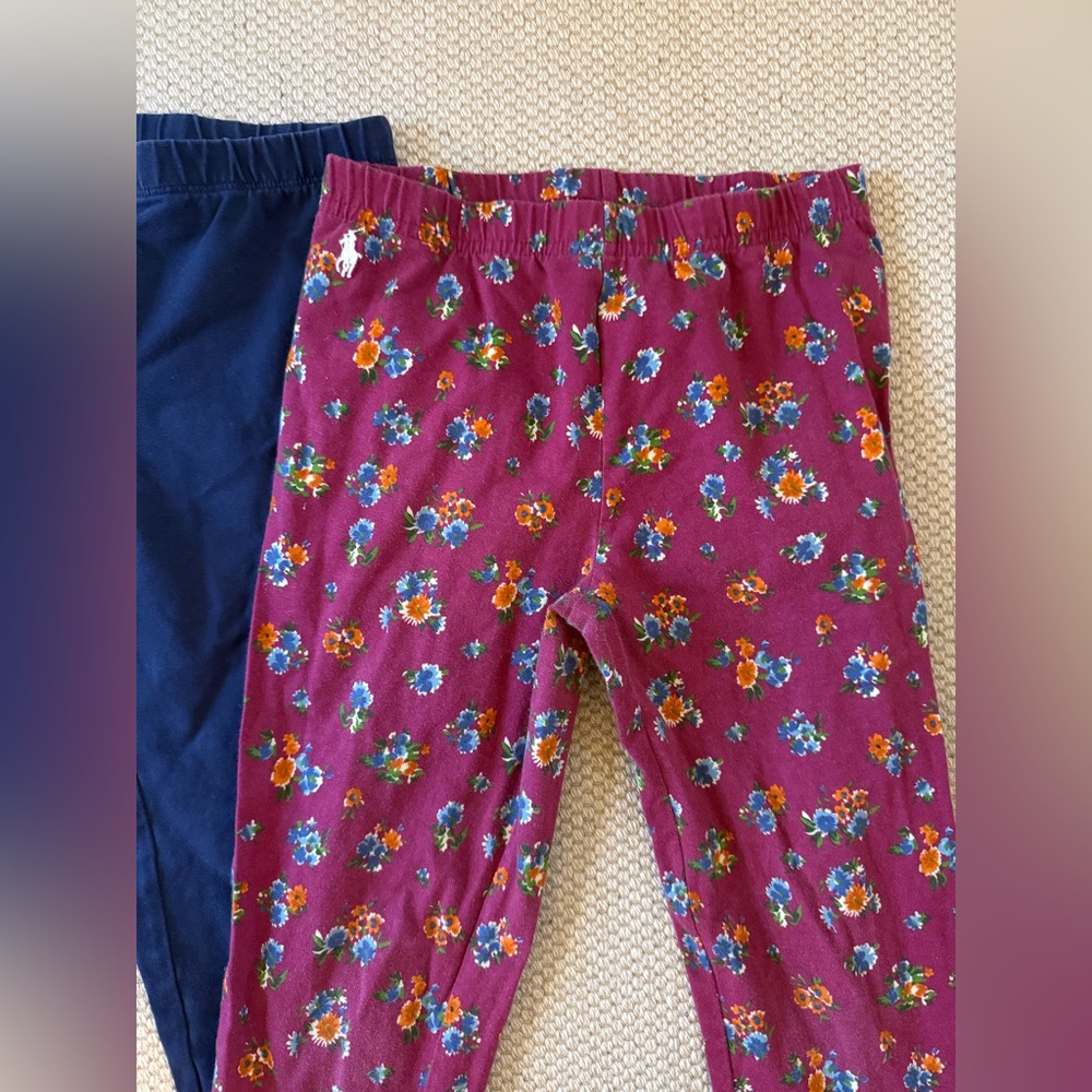 2 pair girls Ralph Lauren Print Leggings - Picture 2 of 6